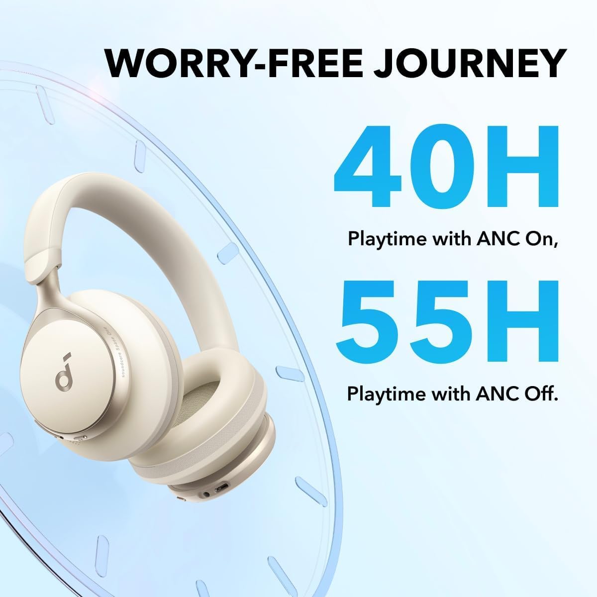 Soundcore Anker Space One ANC Over-Ear Headphones, White, Renewed