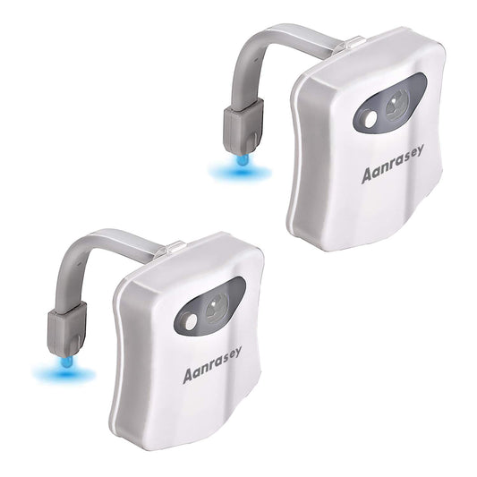 Aanrasey Toilet Night Light, Toilet Bowl Light, Motion Sensor Activated LED Night Light, 8-Color Light up for Bathroom Decor, Kids Bathroom Set Cool