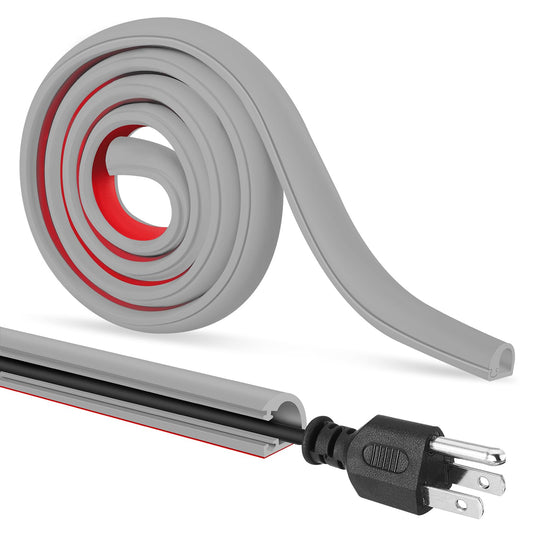 Self-Adhesive Cable Hider, Flexible Wire Cover Cable Raceway for Wires, Wall Mount TV, Home Audio, Network, Power, and Phone Line Managemen (Gray