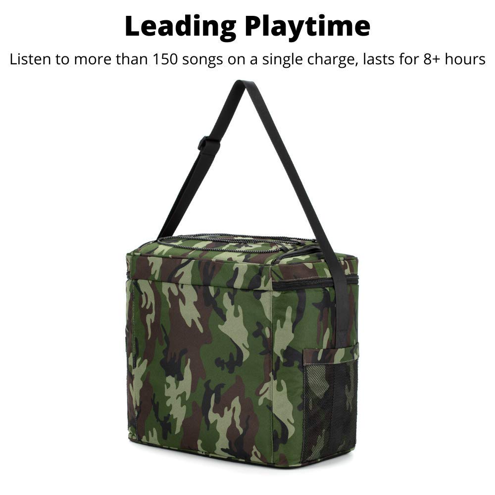 The #1 Cooler with Speakers on Amazon. 20-Watt Bluetooth Speakers for Parties/Festivals/Boat/Beach. Rechargeable, Works with iPhone & Android (Camo)