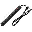 Metal Wall Mount Power Strip, Mountable Power Outlet with 6 AC Outlets, Aluminum Alloy Mount Power Socket with Switch, 6 FT SJT 3/C 14AWG Power Cord