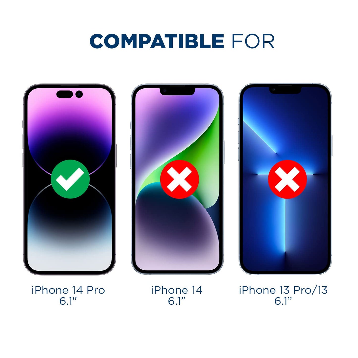Tech Armor 3 Pack Screen Protector + 1 Camera Lens Protector for iPhone 14 Pro 6.1 inch - Ballistic Tempered Glass, Case Friendly, Dynamic Island