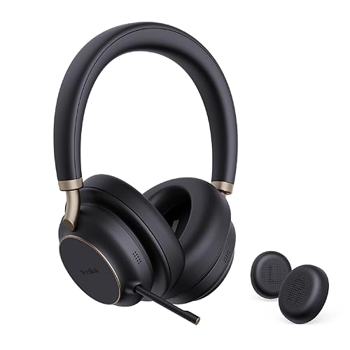 Yealink BH76 Plus Bluetooth Headset, Wireless Headset with Microphone for PC,Active Noise Cancelling, Retractable Hidden Mic Arm, Compatible with PC…