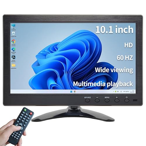 Qcvoruno 10.1 inch Security Monitor & Displays, 1024 * 600 Resolution, HD/BNC/AV/VGA/USB Input, Built-in Dual Speakers Portable LCD Monitor, Suitable