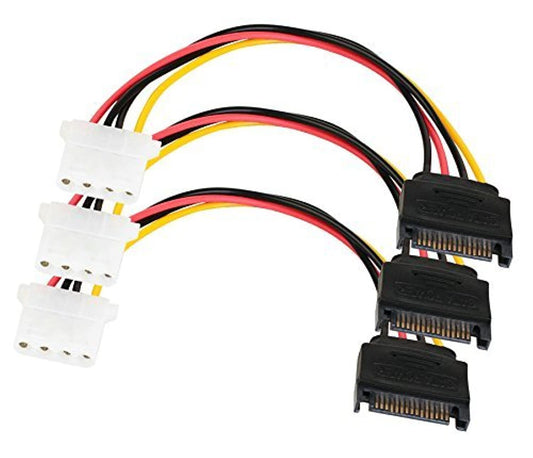 SATA to 4 Pin Power Cable Adapter 3 Pack SATA 15 Pin Male to Molex LP4 Female Power Cable 7-inch