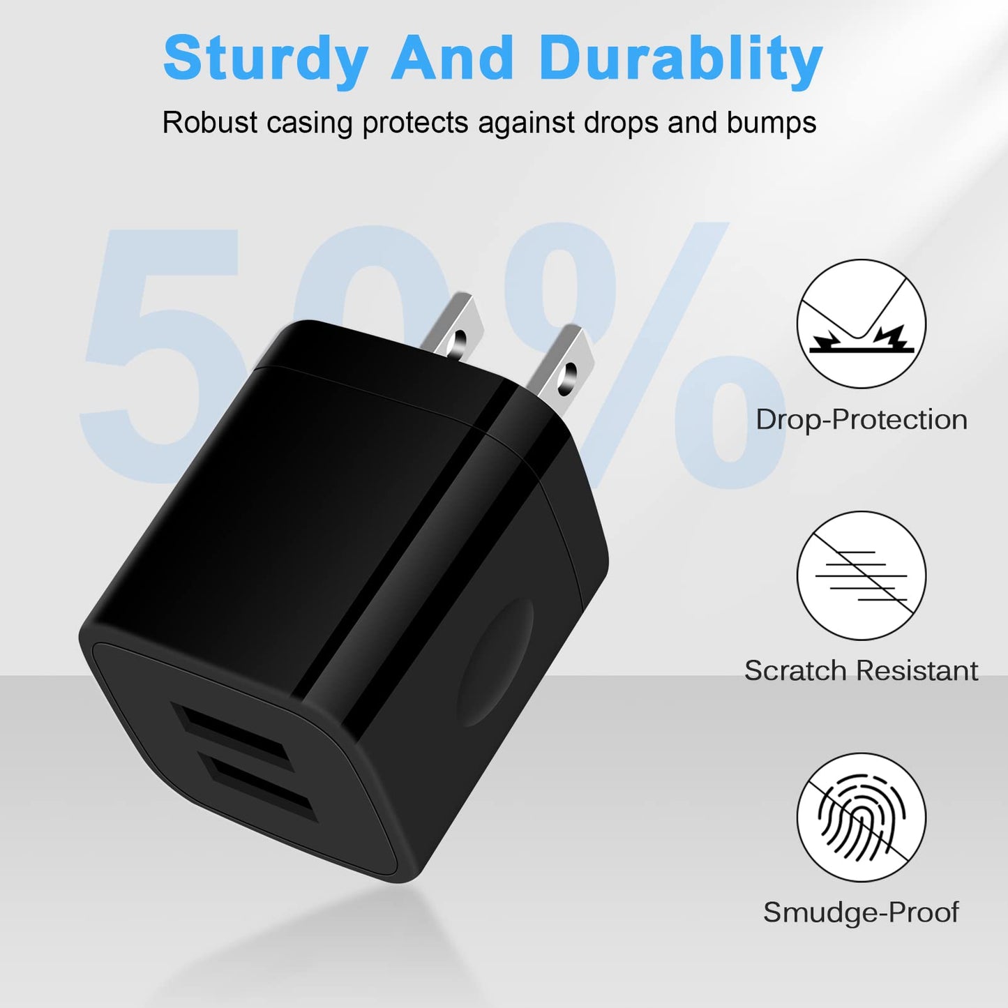 USB Plugs Wall Outlet Power Adapter Dual USB Electric Plug Charging Cube Compatible iPhone 17e 17 Pro Max Air 16e 16 Plus 15 14 13 12,Samsung Galaxy