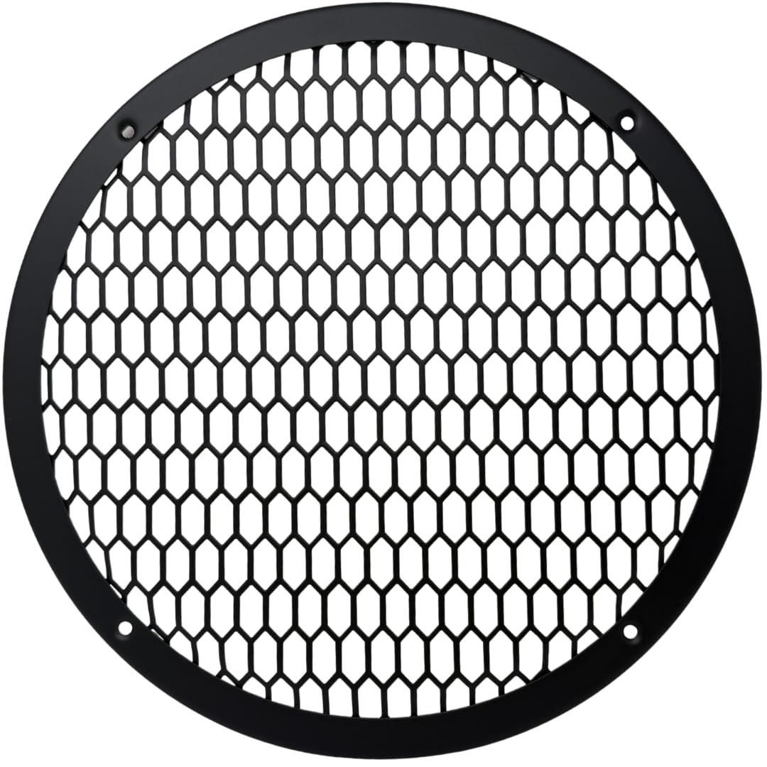 Bass Rockers 10" Metal Speaker Grill Cover HeavyDuty Hex Mesh Protective Grille Guard for 10" Subwoofer/Speakers, Universal Fit, Matte Black,4-Hole