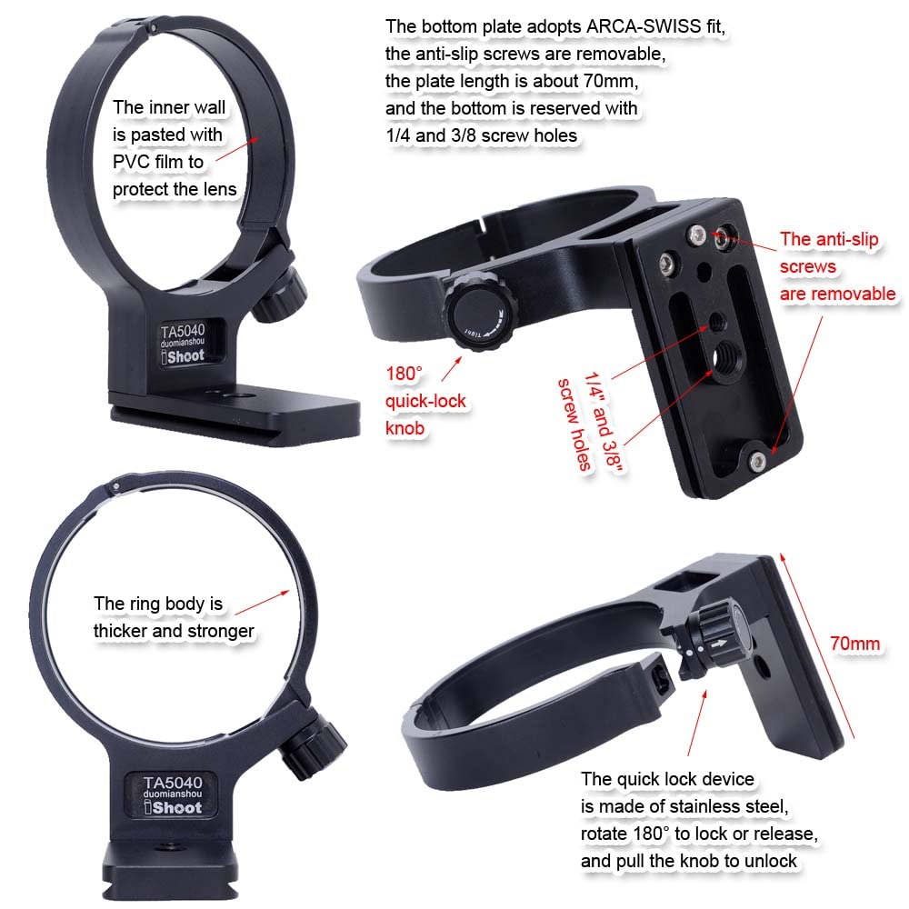 Tripod Mount Ring Lens Collar Compatible with Tamron 50-400mm f/4.5-6.3 Di III VXD A067, Lens Support Holder Bracket Bottom is Arca-Swiss Fit Quick