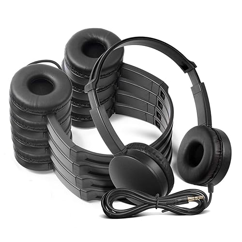 Kaysent School Headphones for Classroom Students - (KHPC-24B) 24 Packs Black Color Kids' Headphones for School, Library, Computers, Children…