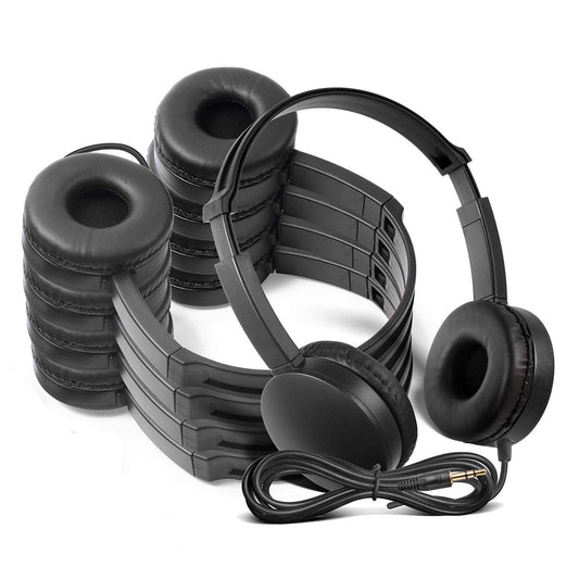 Kaysent School Headphones for Classroom Students - (KHPC-24B) 24 Packs Black Color Kids' Headphones for School, Library, Computers, Children…