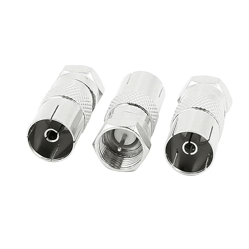 uxcell 3 Pcs PAL Female to F Male TV Antenna CATV FM Coaxial Adapter Connector