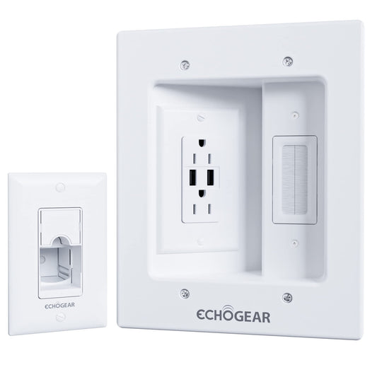 ECHOGEAR TV Cord Hider for Wall Mounted TV with 2X AC Outlets & 2X USB-A Ports - Hide Power Cables & Low Voltage Wires Behind The Wall - Includes