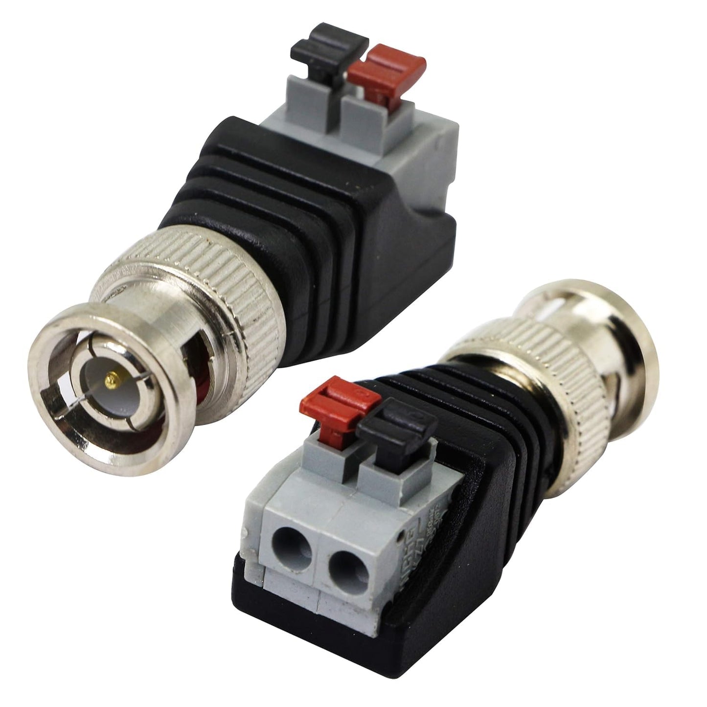 zdyCGTime BNC Video Baluns Adapter BNC Male Plug to 2 Pin/Way Screw Terminal Video Audio Spring Press Type Balun with Solderless Screw Terminal