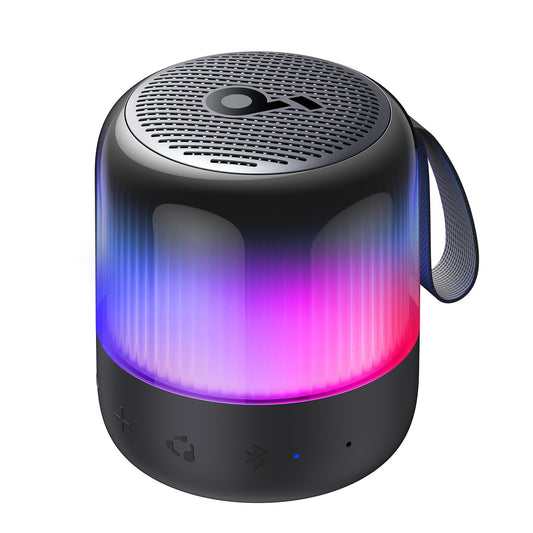 Soundcore Glow Mini Portable Speaker, Bluetooth Speaker with 360° Sound, Light Show, 12H Battery, IP67 Waterproof and Dustproof(Renewed)