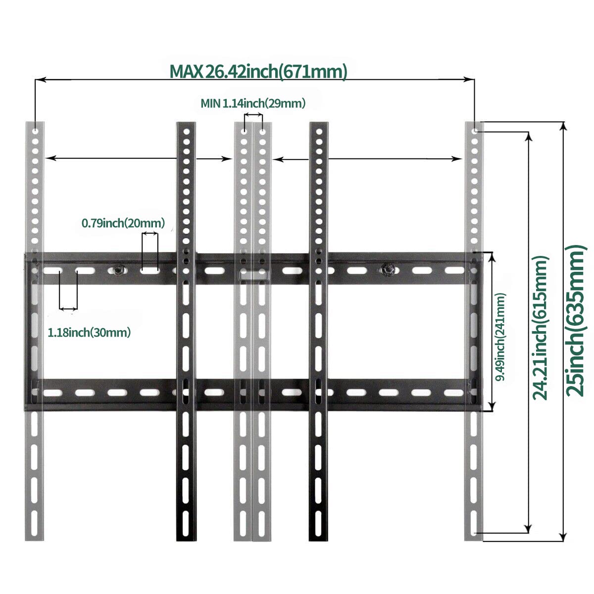 VideoSecu Mounts Ultra Slim Low Profile TV Wall Mount for Most 32 to 75 Inch TV Fit 16" 18" 24" Stud with Loading Capacity 165lbs Max Vesa 600 x 600mm