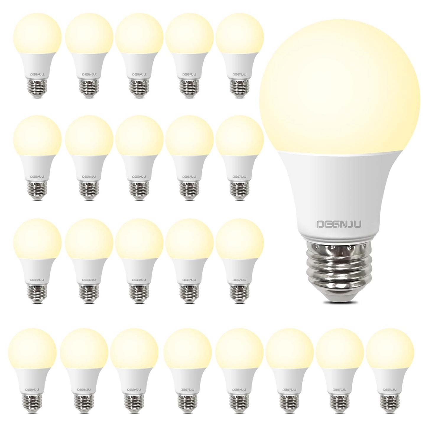 DEGNJU A19 LED Light Bulbs, 60 Watt Equivalent LED Bulb, 2700K Soft White 800Lumen Light Bulb 8.5W, Non-Dimmable Lighting E26 Base, CRI 80+, 15000+
