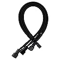 4 Pin PWM Fan Splitter Cable Black Sleeved Case Fan Braided Adapter Cable 1 to 3 Converter Y Splitter for Computer PC CPU Cooling Fan ATX Case