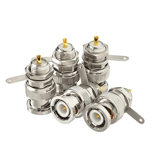 Superbat BNC Male Plug Nut Bulkhead Solder RF Connector Adapters for Antennas Ham Radio Camera 5pcs