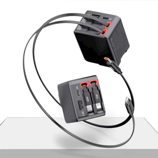 Trendwave 4-in-1 Retractable Charger, Foldable Plug 45W Multi Cable Dock Fast Charging Station for i Phone 17/16/15/14/13, i Pad - Black