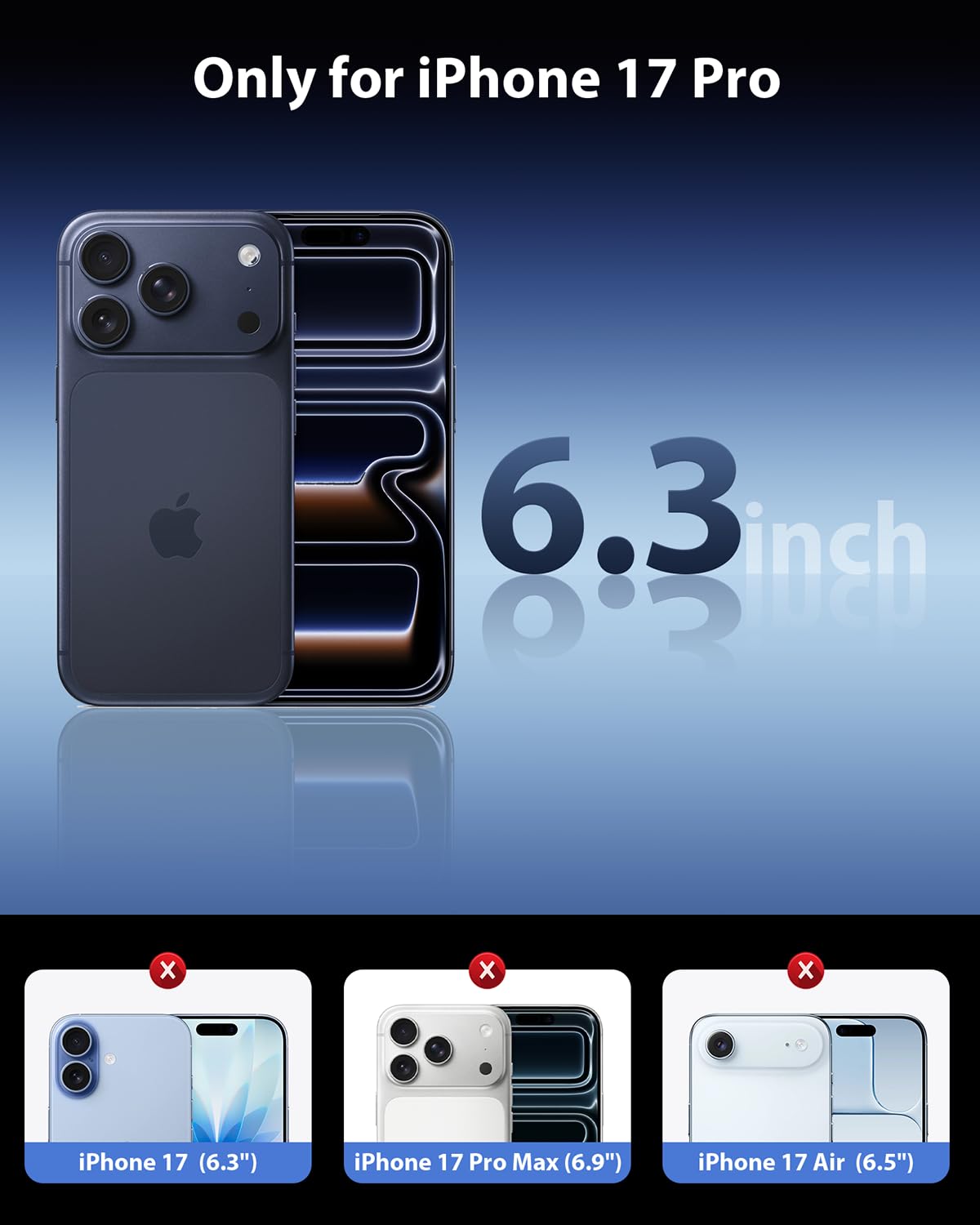 Mkeke Screen Protector Compatible with iPhone 17 Pro, 3 Pack Tempered Glass [9H+ Hardness] [Military-Grade Drop Protection] [Sensitive Touch] [Easy