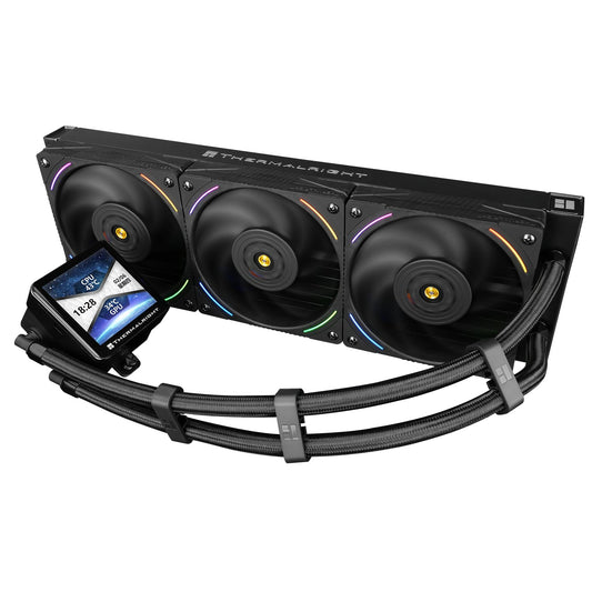 Thermalright Frozen Vision 360 ARGB Black V2 AIO CPU Water Cooler,360mm Liquid CPU Cooling,PWM Fans CPU Cooler for 2150RPM,2.88 inch IPS LCD Screen