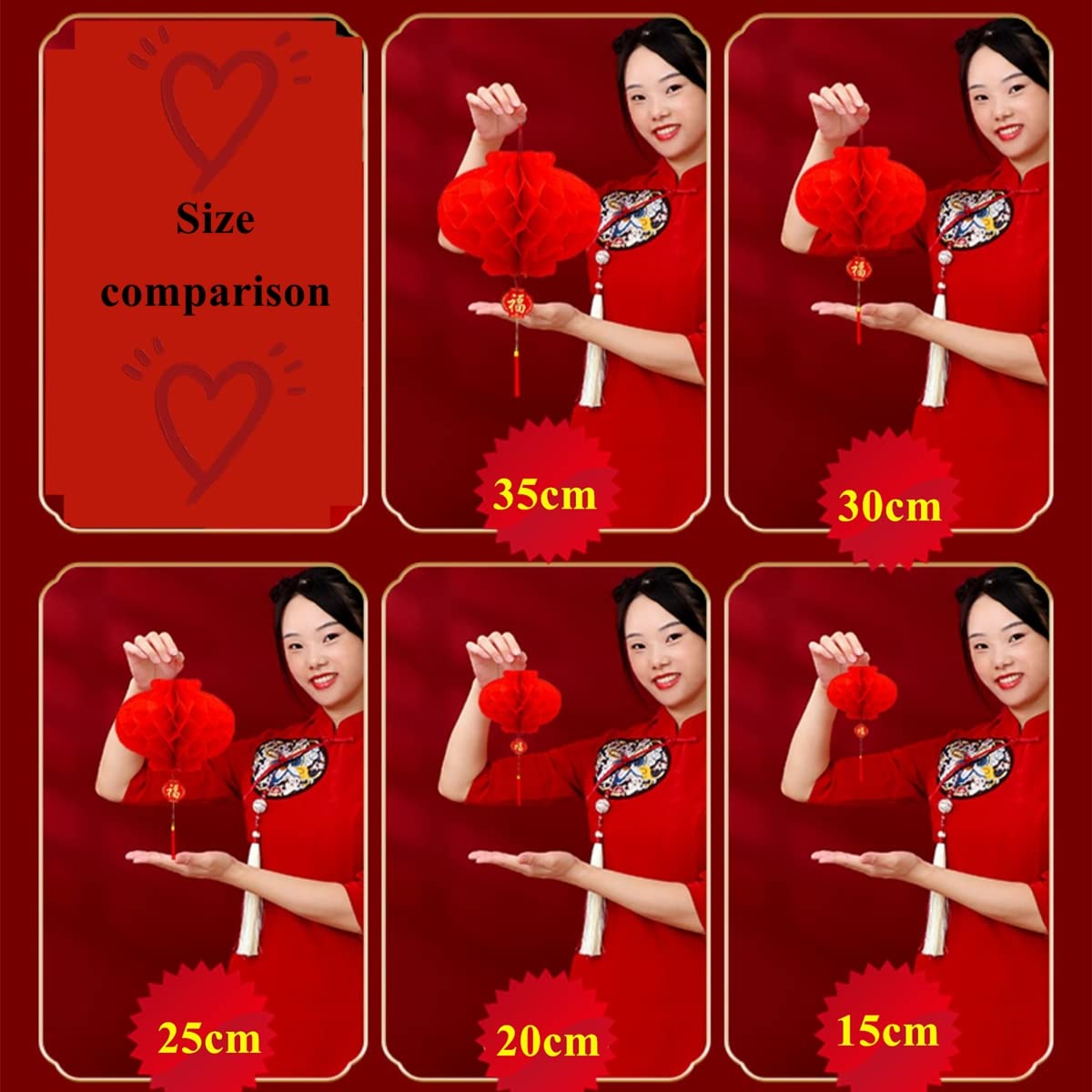 KYMY 20pcs Chinese Red Paper Lanterns,Red Hanging Round Decorative Chinese Paper Lanterns for Chinese Lunar Dragon New Year,Spring Festival, Wedding