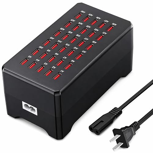 30 Port Multiple USB Charger Station, 150W/30A Multi USB Charging Station Compatible with iPhone/iPad/Google Pixel/Tablets/Samsung and Other