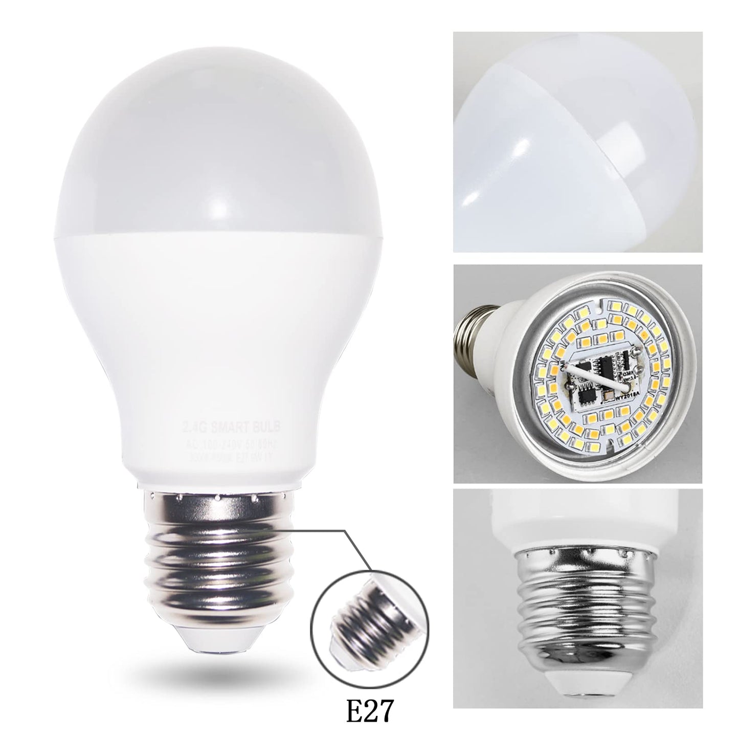 Erkangsm Smart Led Light-Bulb Dimmable with Remote-Control E27 9W Light Bulbs Adjustable Color Temperature (Warm/Cool) and Brightness, 2 Pack (2 Bulbs