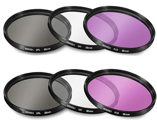 55mm and 58mm Multi-Coated 3 Piece Filter Kit (UV-CPL-FLD) for Nikon D3500, D5600, D3400 DSLR Camera with Nikor 18-55mm f/3.5-5.6G VR AF-P DX