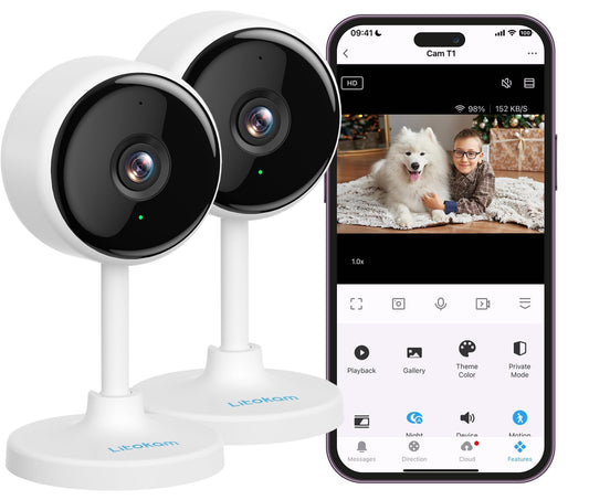 litokam Indoor Cameras for Home Security with Night Vision, Pet Camera with Phone App, WiFi Home Security Camara, Baby Monitor Work with Alexa, Motion