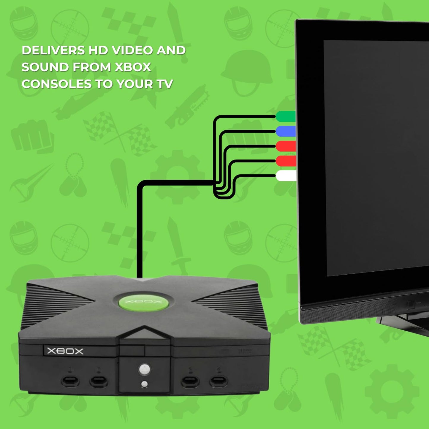 Old Skool Silver-Plated HDTV High-Definition HD TV Component Cable for Xbox