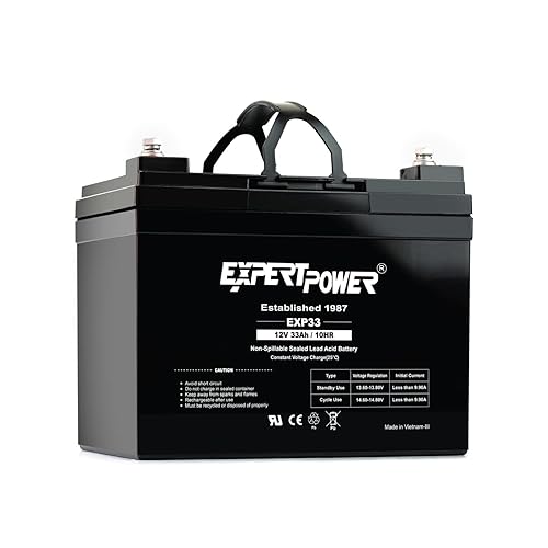 ExpertPower EXP33-12V 33Ah SLA AGM Battery for Solar Energy Storage, UPS, Trailer, Security System, Mobility Scooter, Small Marine Battery Backup…