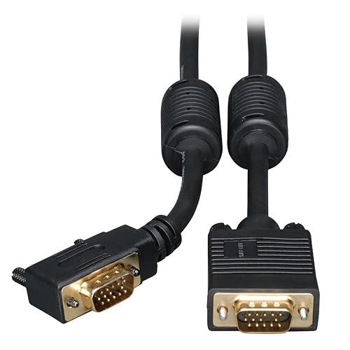 Tripp Lite VGA Coax Right Angle Monitor Cable High Resolution cable with RGB coax (HD15 M/M) , Black ,10-ft.(P502-010-RA)