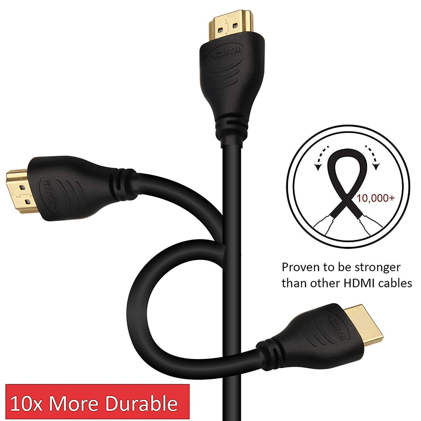 J-Tech Digital HDMI Cable 3ft Supporting 4K@60Hz 4:4:4 Ultra High Speed 18Gbps, HDR10, ARC - 100% Triple Shielded - 24k Gold Plated Connectors