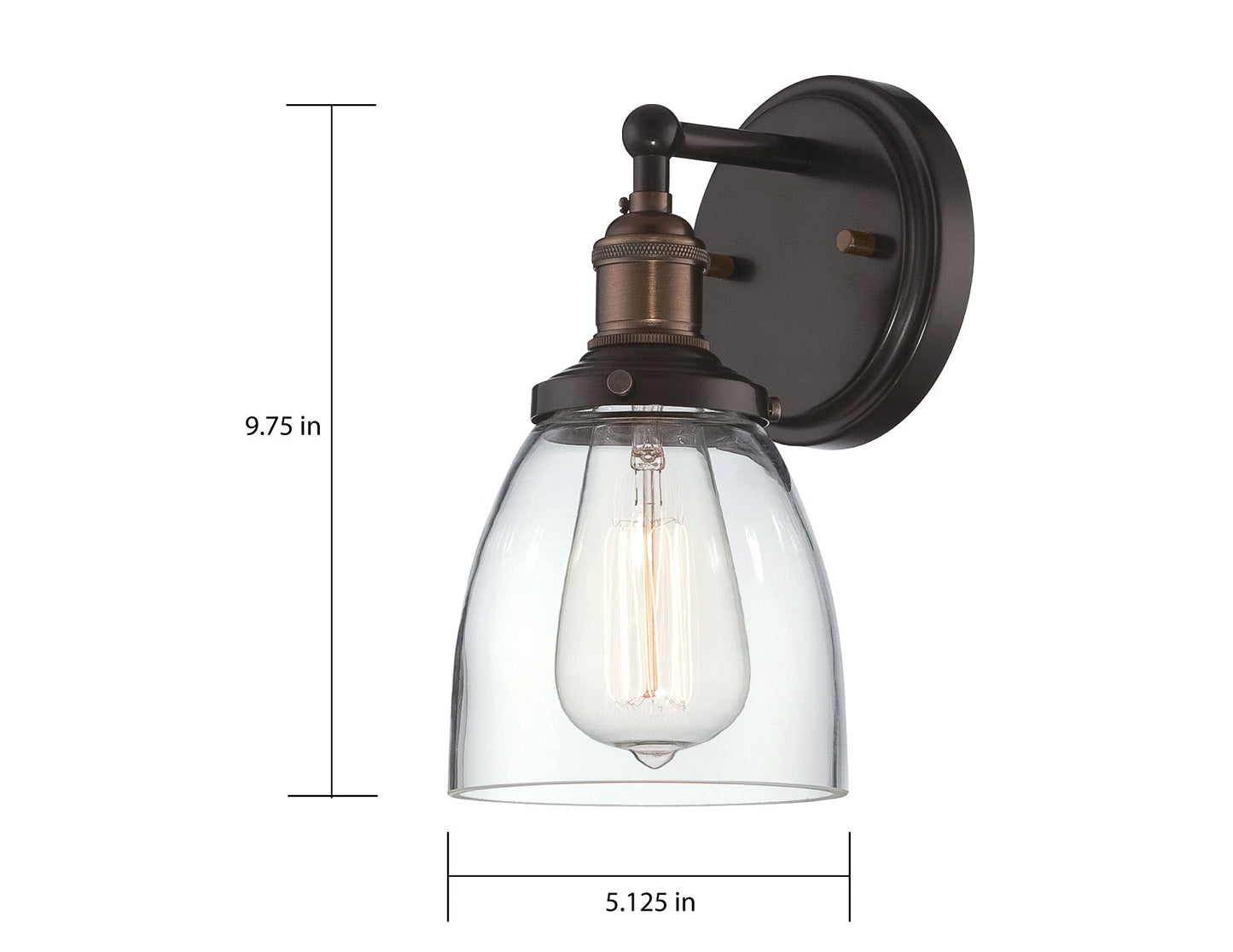 Nuvo Lighting 60/5514 Vintage Incandescent One Light Wall Sconce Cone Clear Glass Rustic Bronze