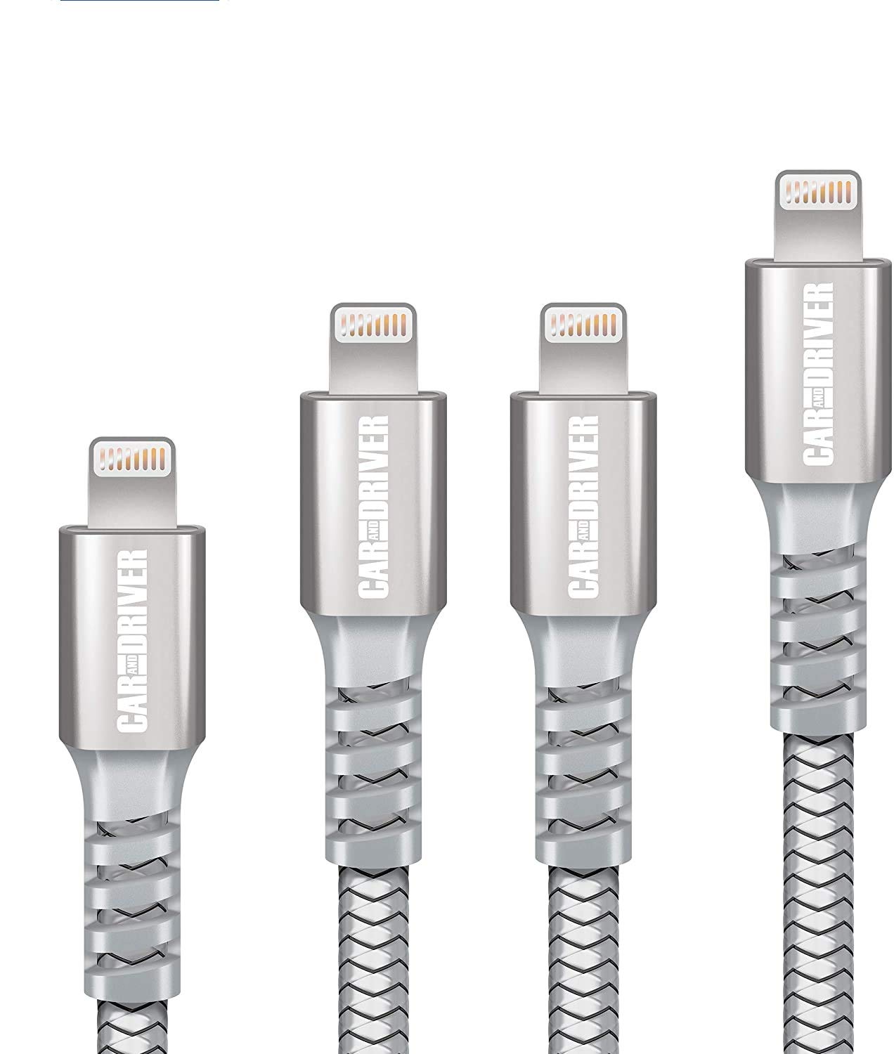 Car and Driver Nylon Braided MFi-Certified Lightning Cable [4-Pack] for Apple iPhone Chargers, 12/12 Pro/Max/Mini/11/XR/XS/Max/8/7/6 S Plus iPad Pro…