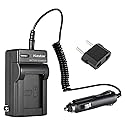 Kastar AC Wall Battery Charger + Car Charger Replacement for Vivitar DVR-840XHD Camcorder