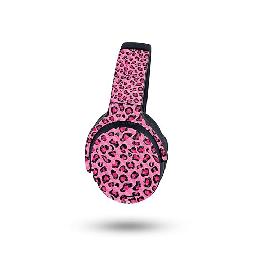 MightySkins Carbon Fiber Skin Compatible with Skullcandy Crusher ANC 2 - Pink Leopard | Protective, Durable Textured Carbon Fiber Finish | Easy…