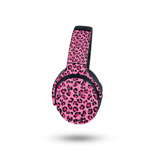 MightySkins Carbon Fiber Skin Compatible with Skullcandy Crusher ANC 2 - Pink Leopard | Protective, Durable Textured Carbon Fiber Finish | Easy…