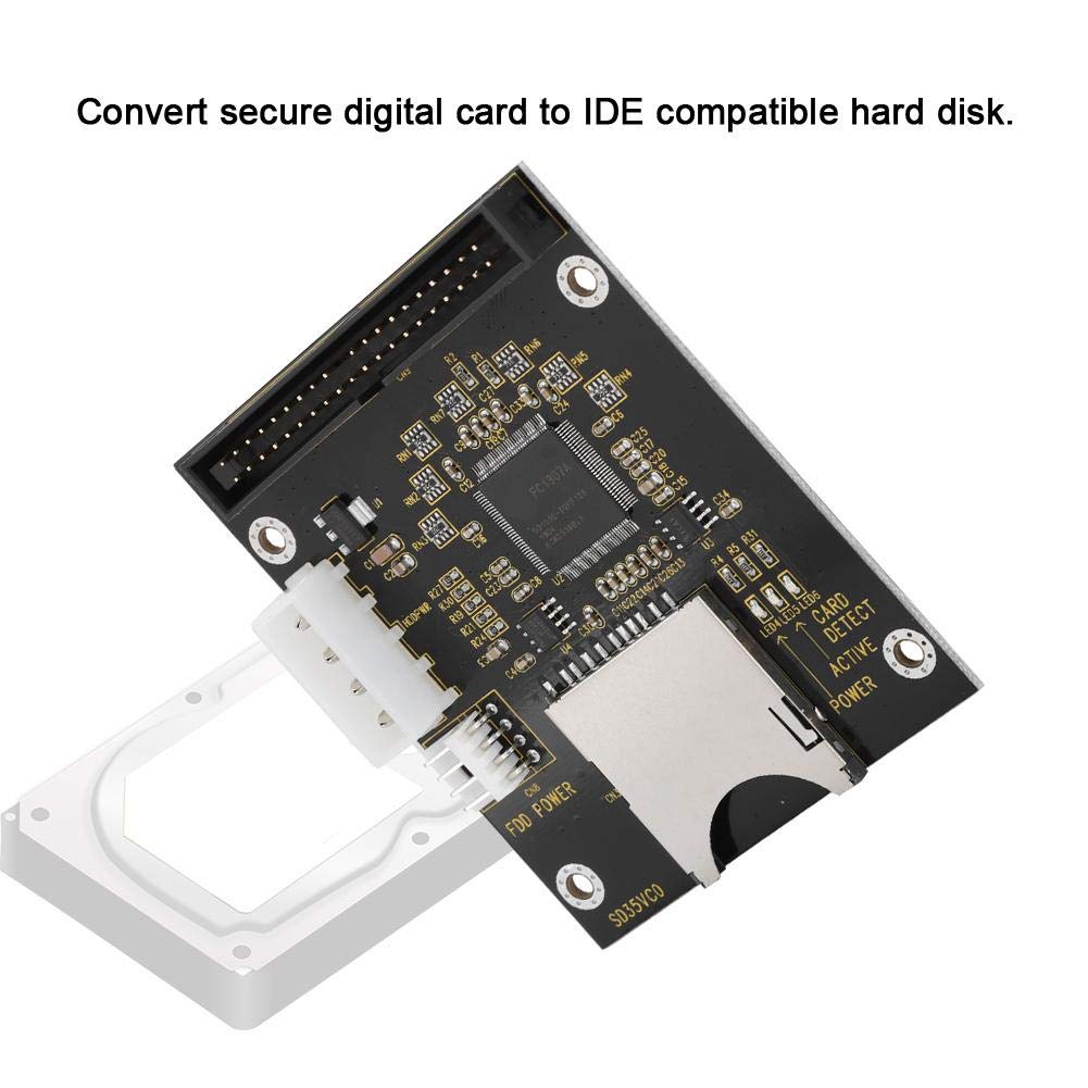 Zopsc SD Card to IDE Adapter, Secure Digital Converter for 3.5 Inch 40 Pin Hard Disk Drive, Compatible with DOS Linux 98SE Me XP