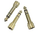 UpperFu 3Pcs Gold Plated 6.35mm 1/4" (1/4 Inch) Stereo Male to 3.5mm 1/8" (1/8 Inch) Female Jack Audio Adapter with Screw On Stereo Phone Screw-On