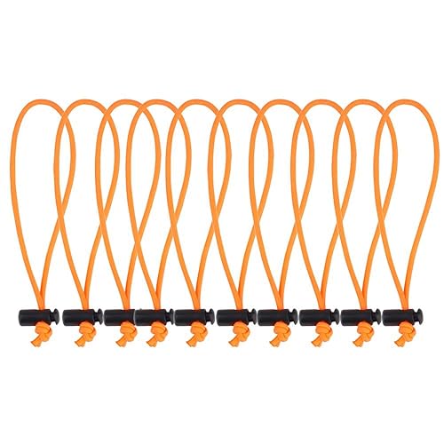 POWRIG 6" Bungee Cords Adjustable Cable Ties Cable management Reusable -Orange (10-pack)