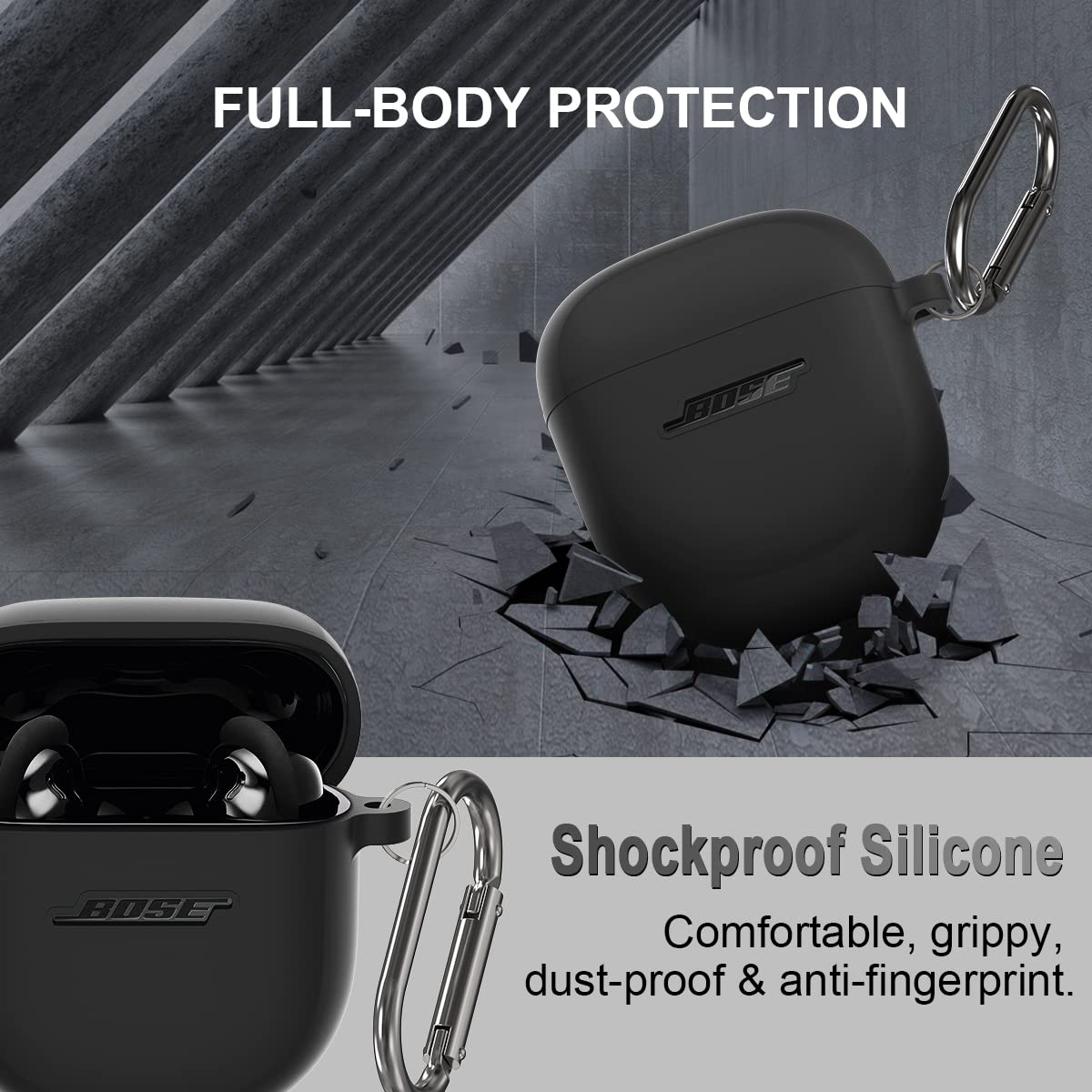 Silicone Case for Bose QuietComfort Earbuds II (2022) & QuietComfort Ultra Case (2023), Shockproof Protective Cover for Bose Earbuds Accessories