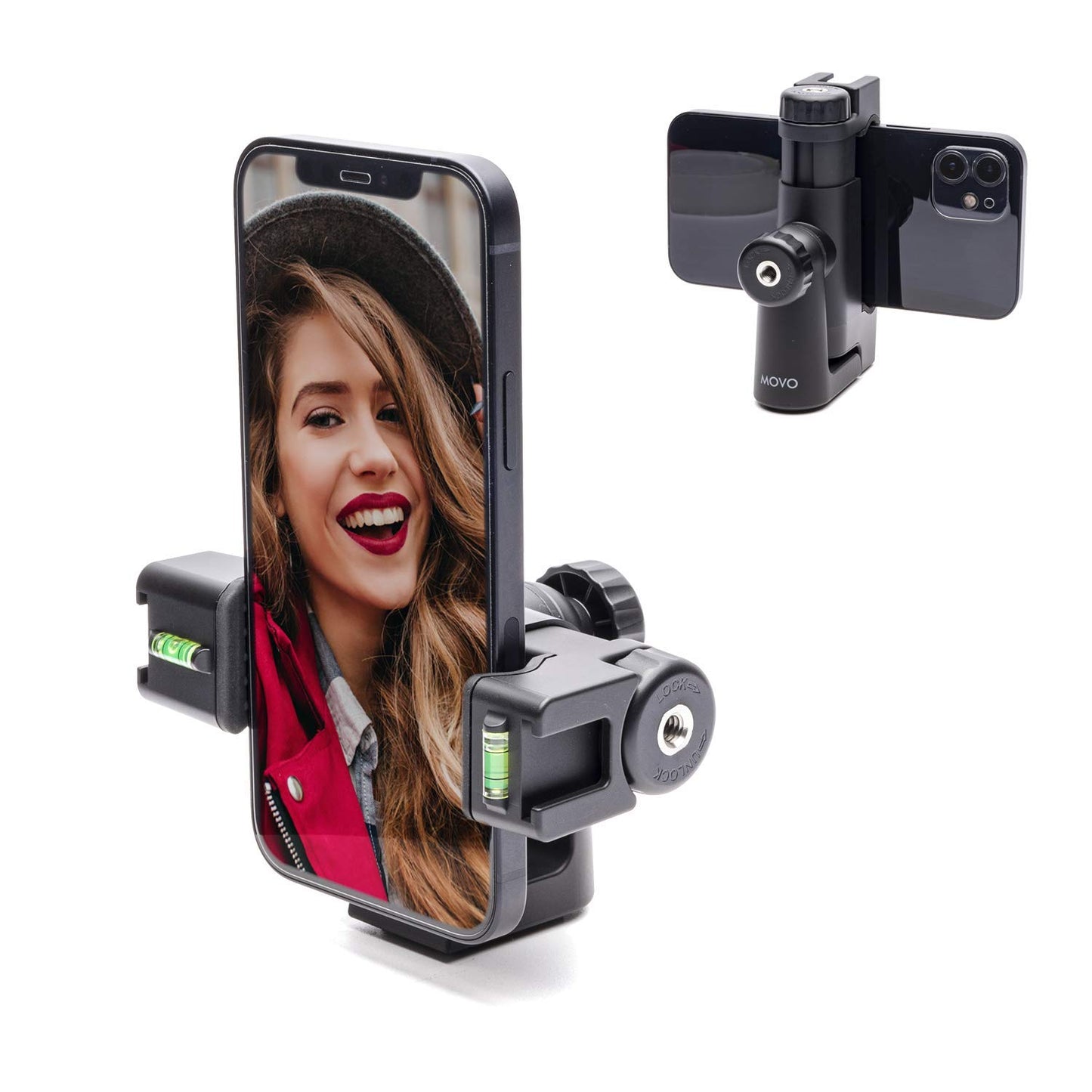 Movo P-3 Rotating Phone Tripod with Cold Shoe Mount for Light, Mic, or Grip - Compatible with iPhone, Samsung, Google, Android Phones