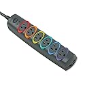 Kensington SmartSockets 6-Outlet, 8-Foot Cord, & 1260 Joules Premium Surge Protector (K62144NA) Rainbow