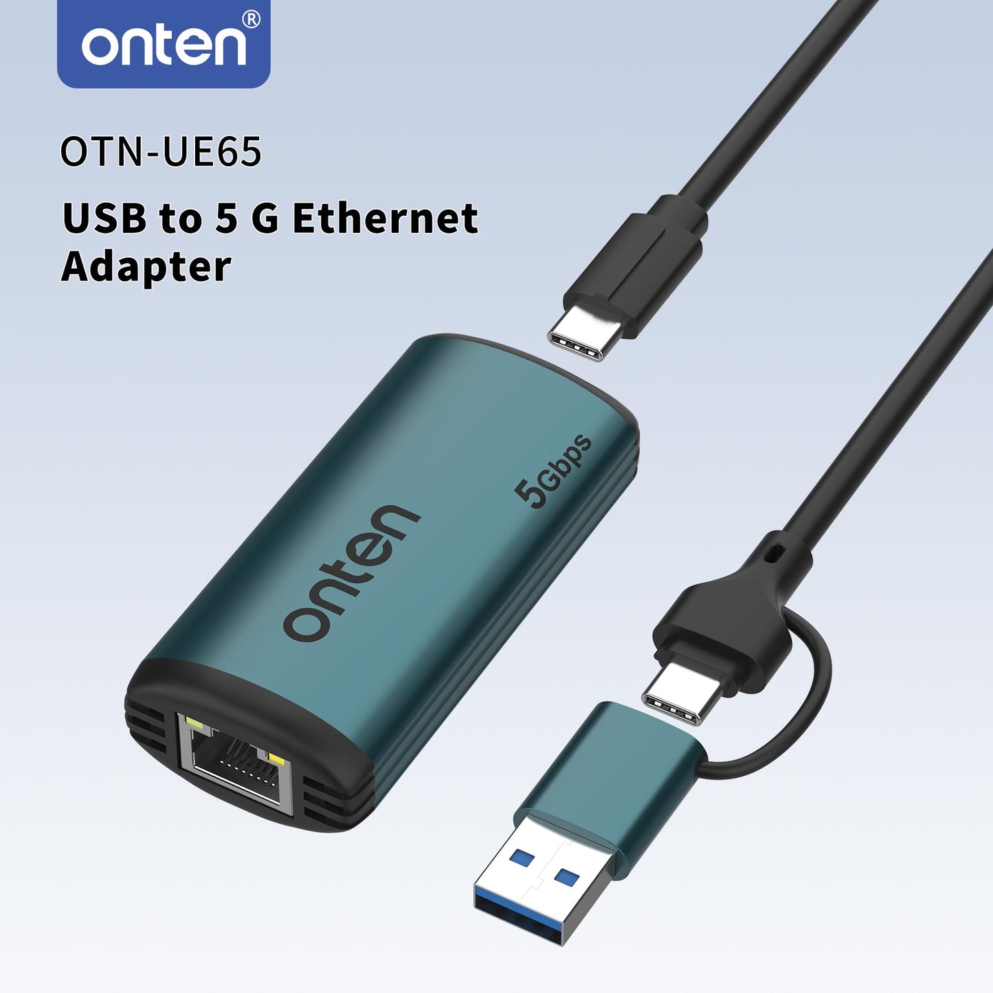 USB-C to Ethernet Adapter - 5Gbps High-Speed,USB-A to RJ45 5000Mbps Ethernet LAN Network Adapter Thunderbolt 4/3 Compatible, for iPhone 15 Pro/Max