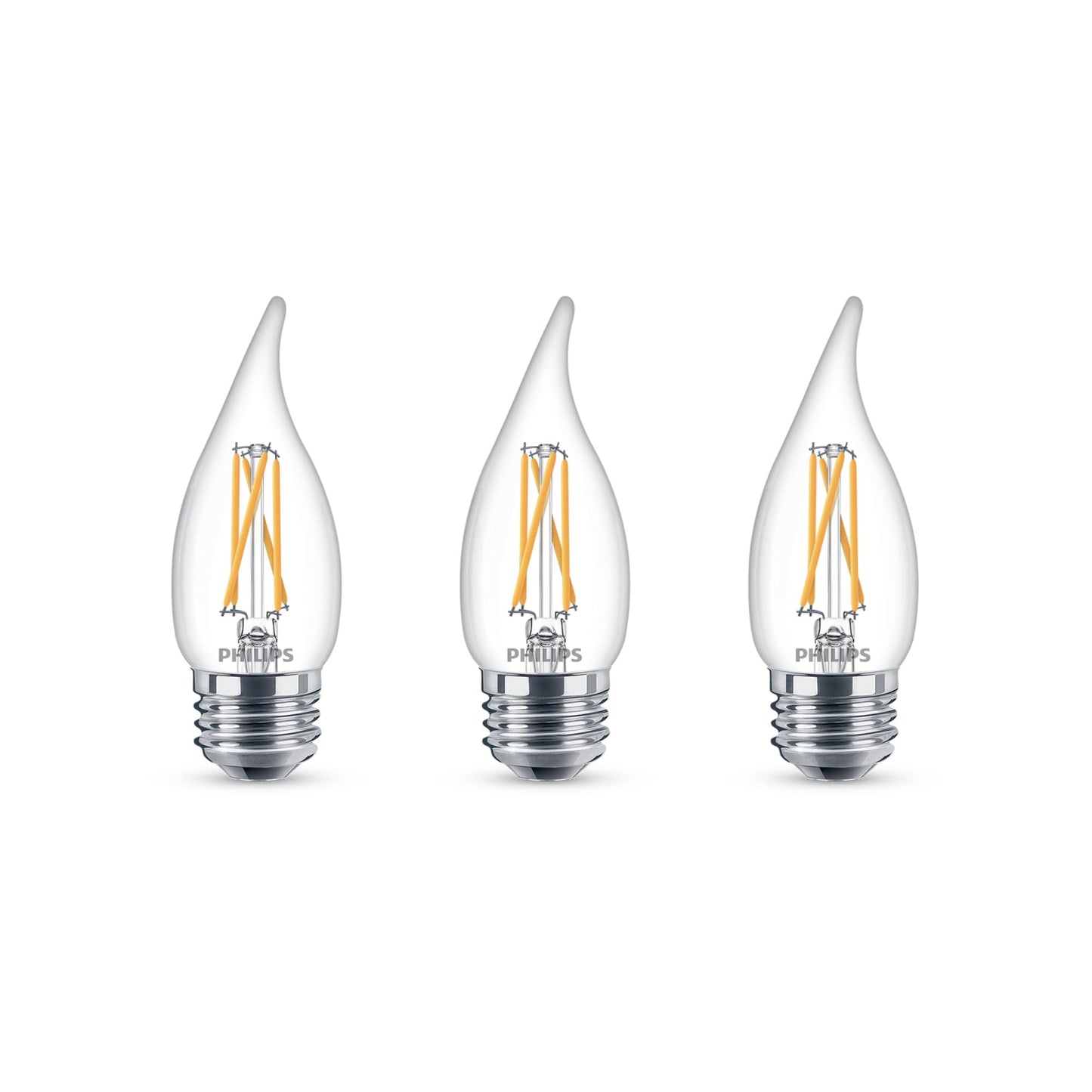 Philips LED Clear Dimmable, Warm Glow Effect BA11 Light Bulb - Pack of 3 - EyeComfort Flicker Free - 3.3W = 40W - 300 Lumen - Soft White (2700K) - E26