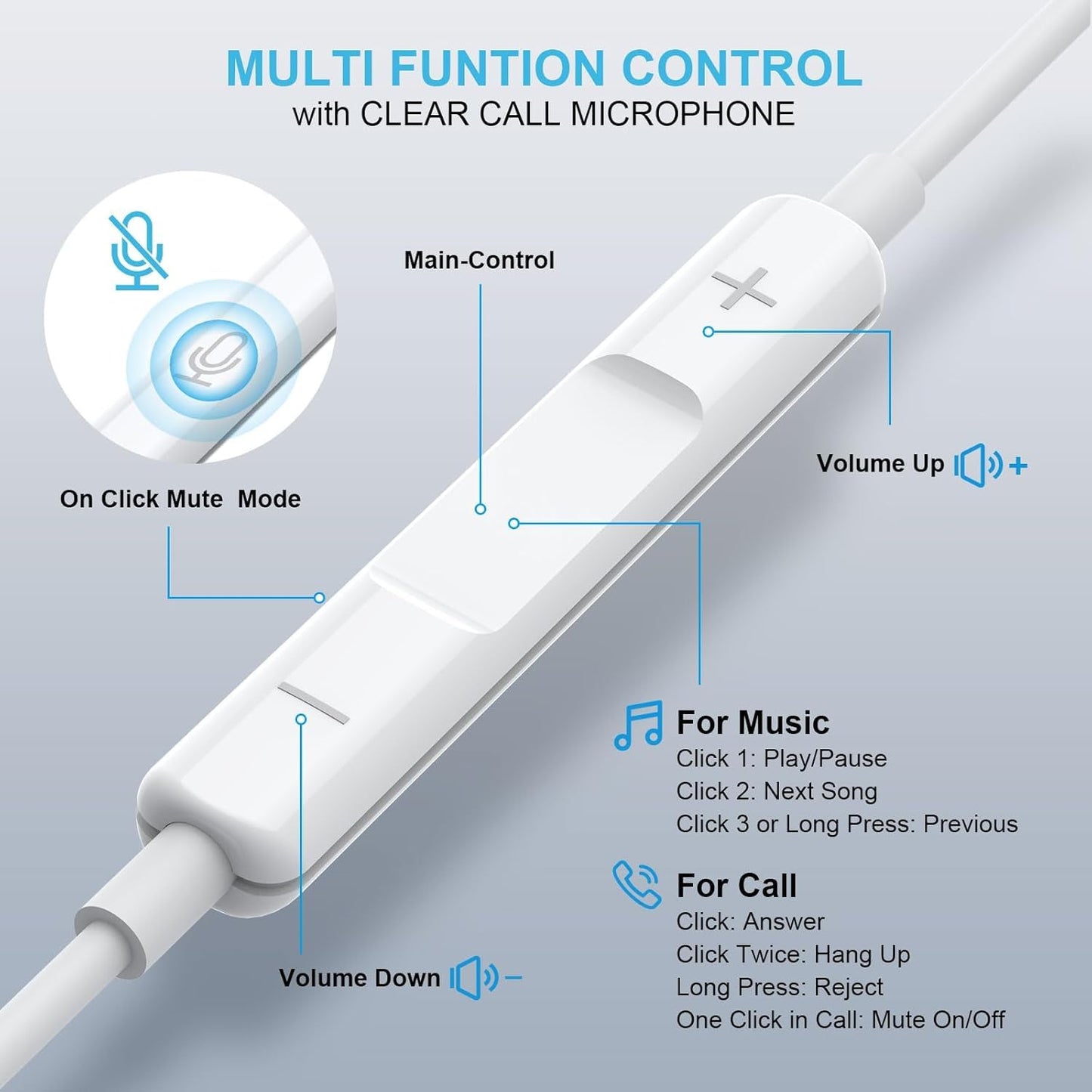 [2 Pack] WEIZY Aux Earbuds/Earphones, Vize 3.5mm Wired Headphones Noise Isolating Earphones Volume Control & Built-in Microphone Compatible