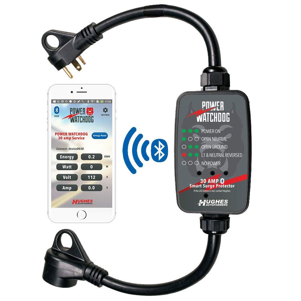 Power Watchdog PWD30, Bluetooth Surge Protector, 30 Amp, Portable, 14 Inch