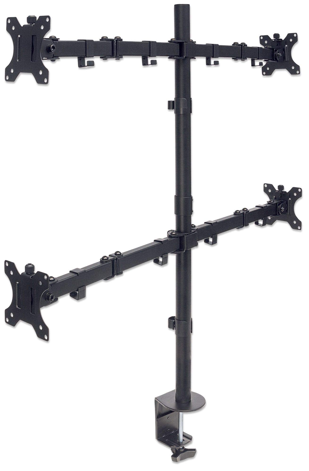 Universal Four Monitor Mount with Double-Link Swing Arms Holds Four 13" to 32" LCD Monitors up to 8 Kg (17 lbs.), Black 461566